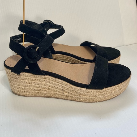 LOFT Black Espadrille Black Tan Wedge Sandals Women 9M - Picture 5 of 12